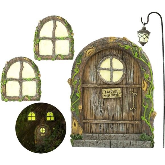 Fairy Garden Kit, Fairy Door, Fairy Door and Windows for Trees, Tree Stump Decor - Picture 1 of 7